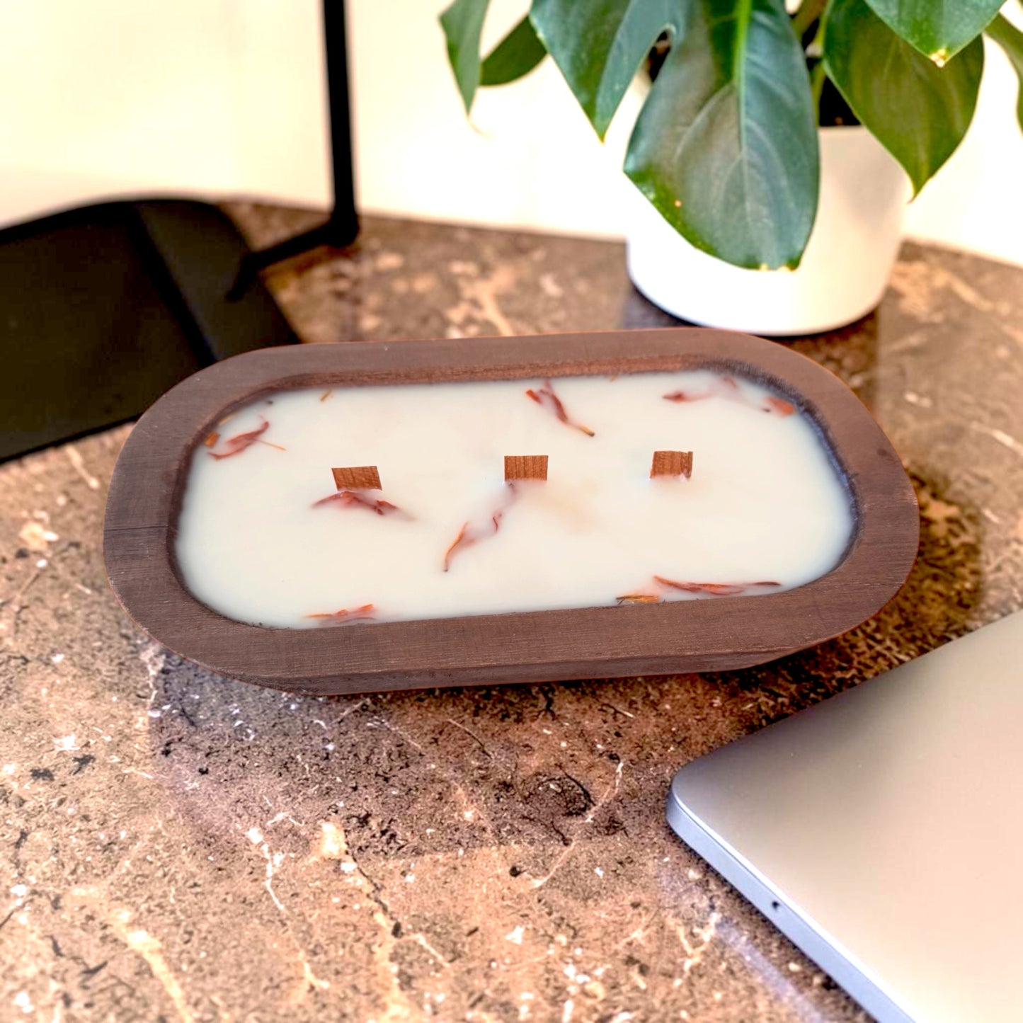Wooden Dough Bowl Candle