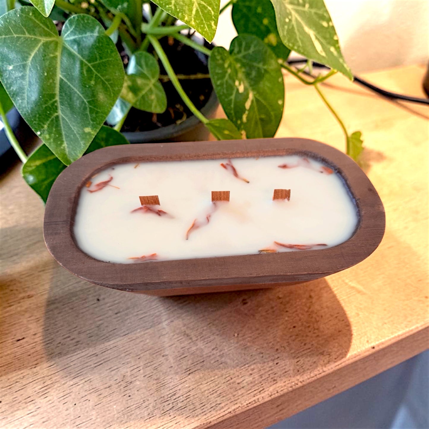 Wooden Dough Bowl Candle